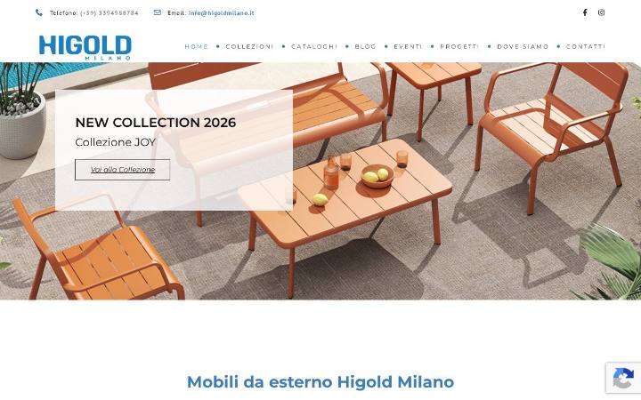 Home page del sito di Higold Milano