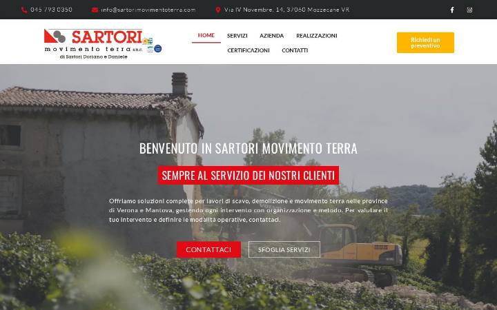 Home page del sito di Sartori Movimento Terra